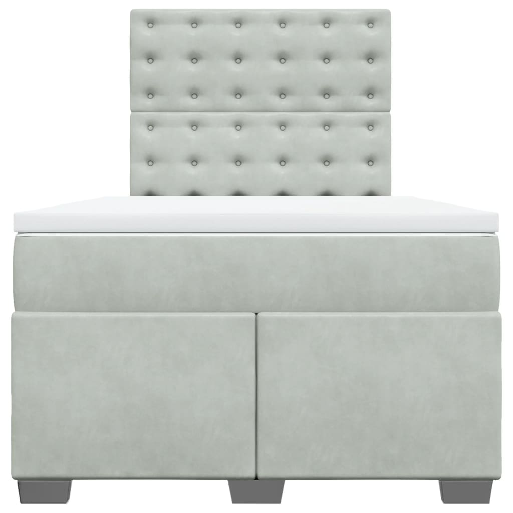 Boxspring met matras fluweel lichtgrijs 120x200 cm is nu te koop bij PeponiXL, paradijselijk wonen!