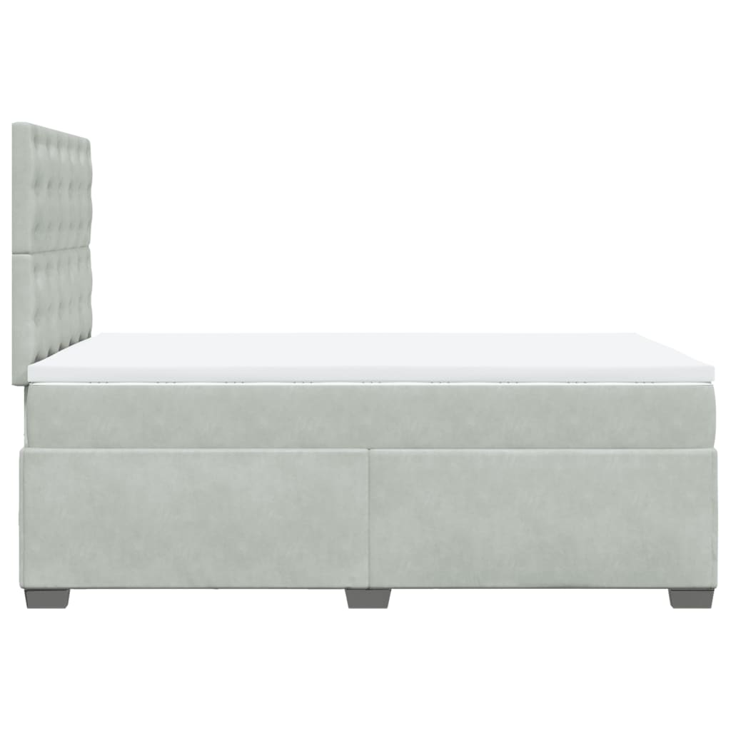 Boxspring met matras fluweel lichtgrijs 120x200 cm is nu te koop bij PeponiXL, paradijselijk wonen!