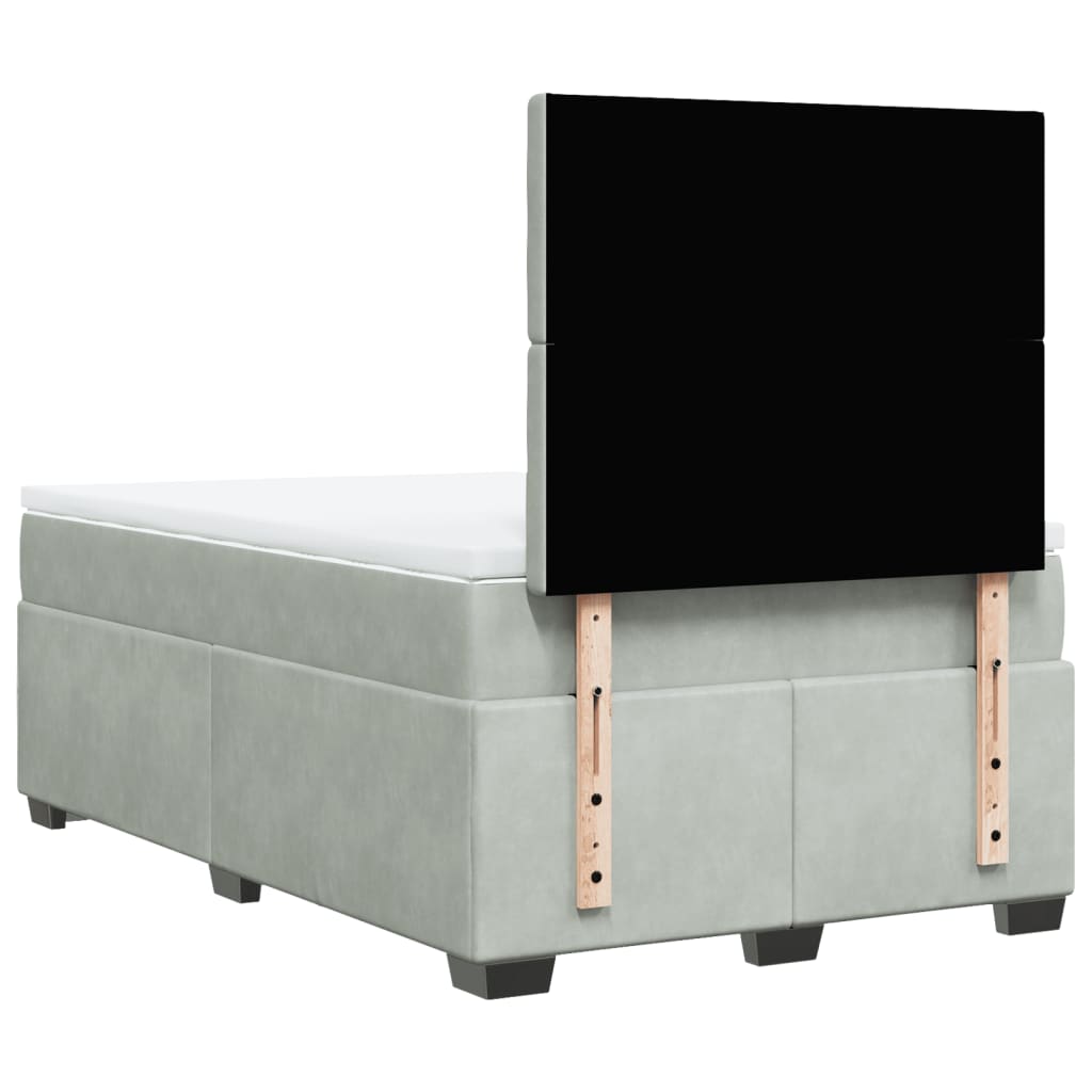 Boxspring met matras fluweel lichtgrijs 120x200 cm is nu te koop bij PeponiXL, paradijselijk wonen!