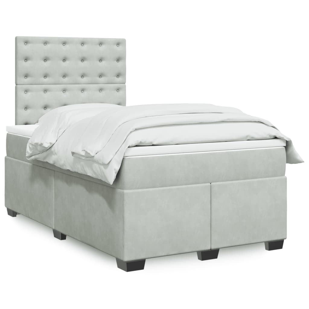 Boxspring met matras fluweel lichtgrijs 120x200 cm is nu te koop bij PeponiXL, paradijselijk wonen!