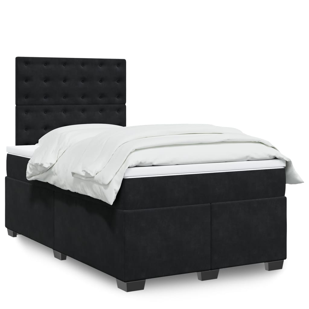 Boxspring met matras fluweel zwart 120x200 cm is nu te koop bij PeponiXL, paradijselijk wonen!