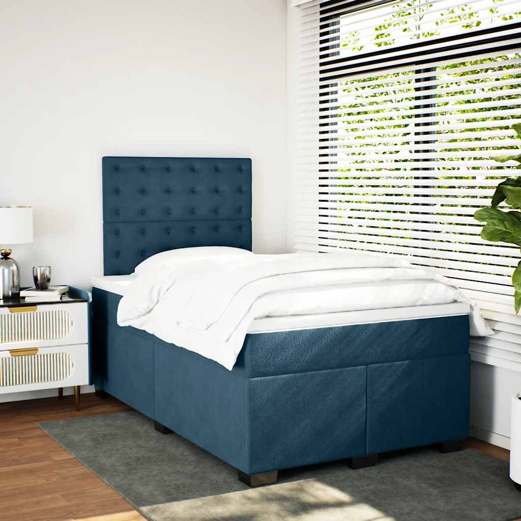 Boxspring met matras fluweel blauw 120x200 cm is nu te koop bij PeponiXL, paradijselijk wonen!