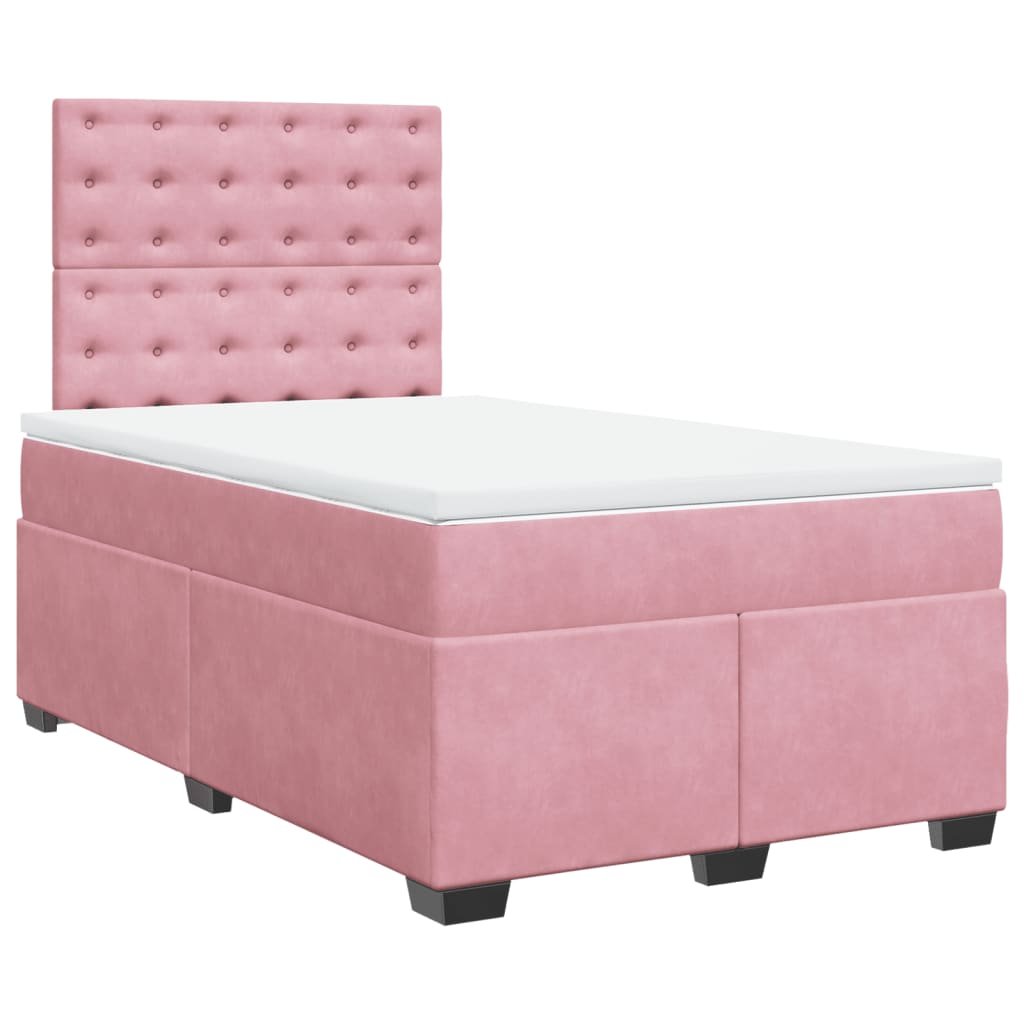 Boxspring met matras fluweel roze 120x200 cm is nu te koop bij PeponiXL, paradijselijk wonen!