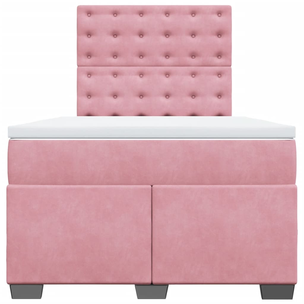Boxspring met matras fluweel roze 120x200 cm is nu te koop bij PeponiXL, paradijselijk wonen!