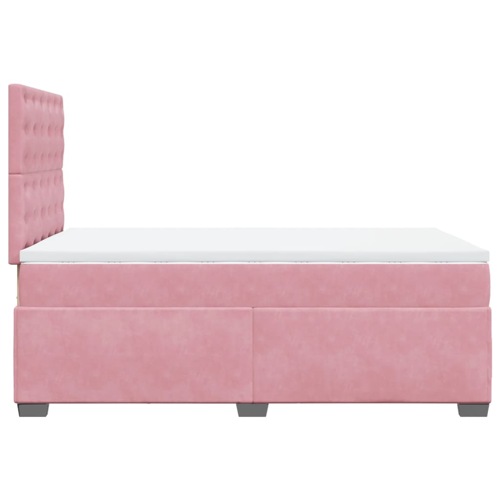 Boxspring met matras fluweel roze 120x200 cm is nu te koop bij PeponiXL, paradijselijk wonen!