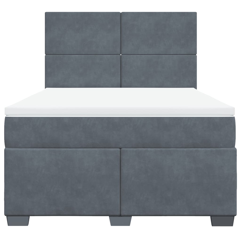 Boxspring met matras fluweel donkergrijs 140x190 cm is nu te koop bij PeponiXL, paradijselijk wonen!