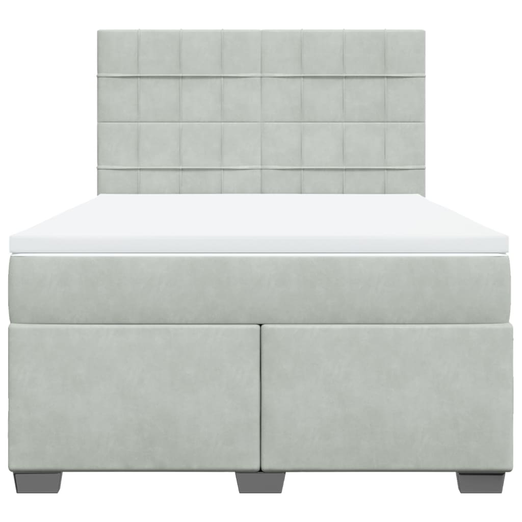Boxspring met matras fluweel lichtgrijs 140x190 cm is nu te koop bij PeponiXL, paradijselijk wonen!