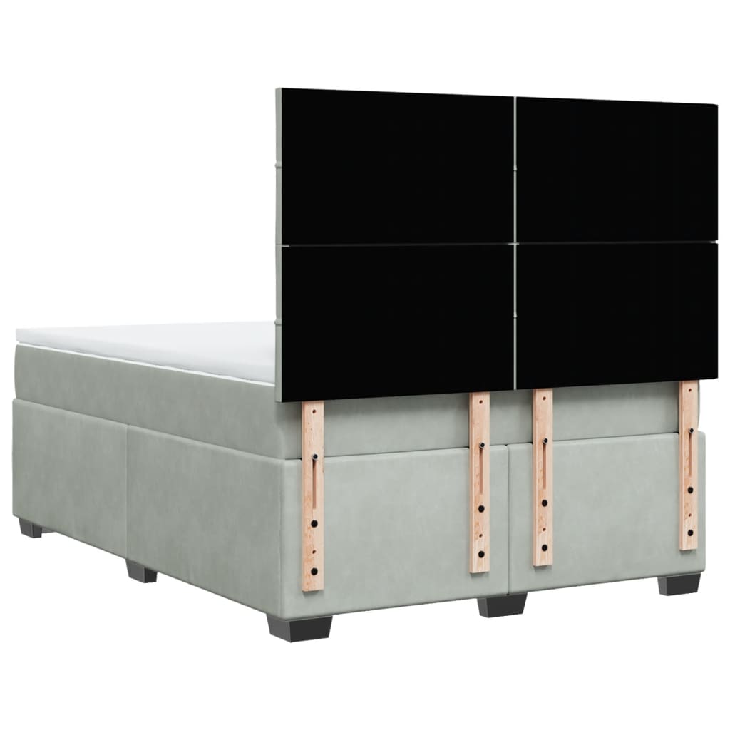 Boxspring met matras fluweel lichtgrijs 140x190 cm is nu te koop bij PeponiXL, paradijselijk wonen!