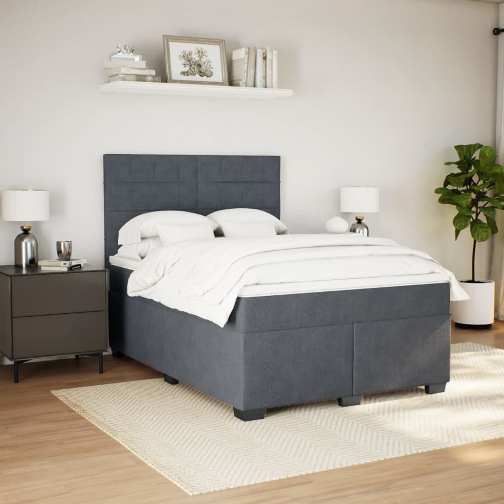 Boxspring met matras fluweel donkergrijs 140x190 cm is nu te koop bij PeponiXL, paradijselijk wonen!