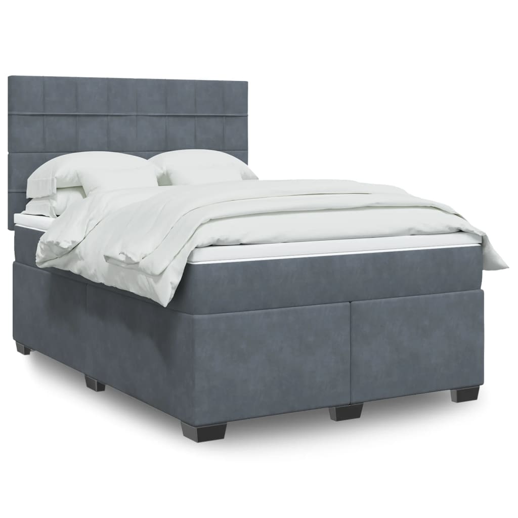 Boxspring met matras fluweel donkergrijs 140x190 cm is nu te koop bij PeponiXL, paradijselijk wonen!