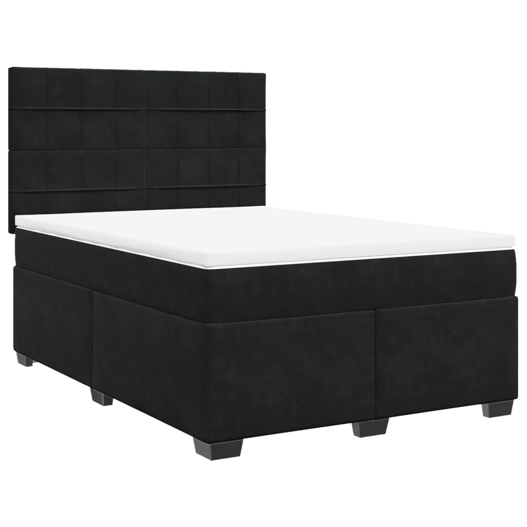 Boxspring met matras fluweel zwart 140x190 cm is nu te koop bij PeponiXL, paradijselijk wonen!