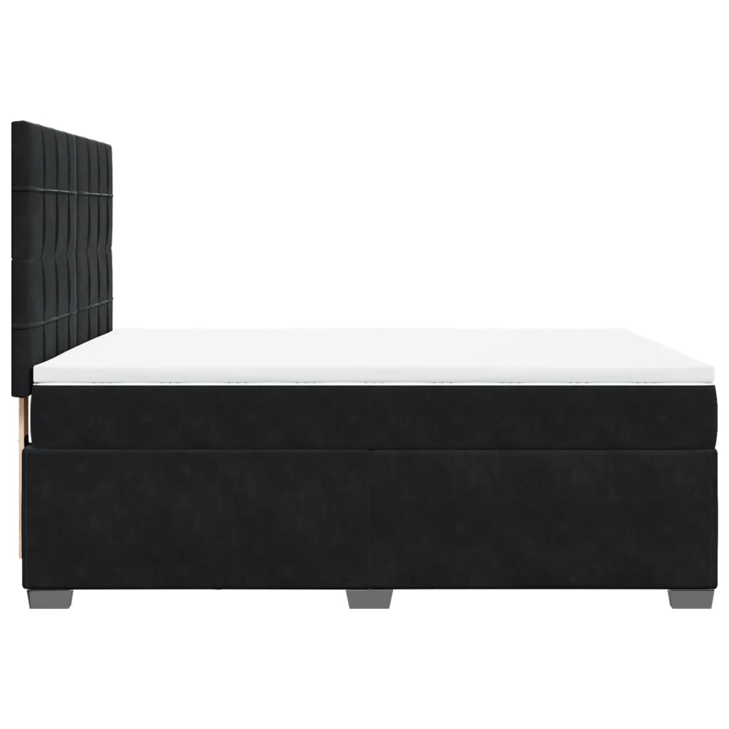 Boxspring met matras fluweel zwart 140x190 cm is nu te koop bij PeponiXL, paradijselijk wonen!