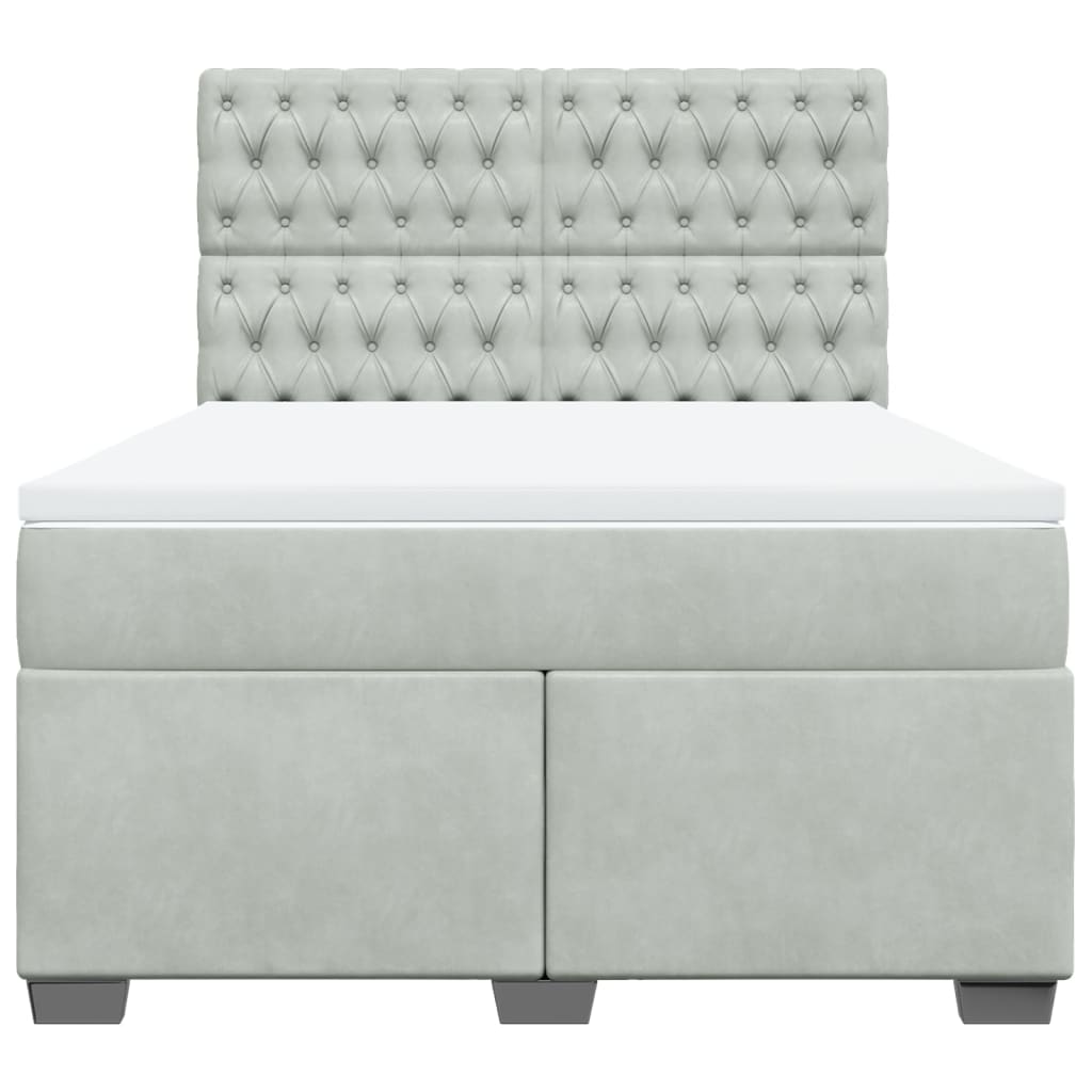 Boxspring met matras fluweel lichtgrijs 140x190 cm is nu te koop bij PeponiXL, paradijselijk wonen!