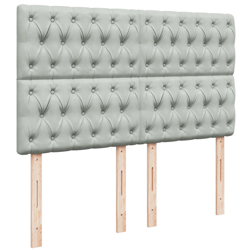 Boxspring met matras fluweel lichtgrijs 140x190 cm is nu te koop bij PeponiXL, paradijselijk wonen!