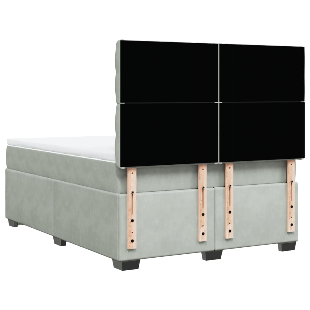 Boxspring met matras fluweel lichtgrijs 140x190 cm is nu te koop bij PeponiXL, paradijselijk wonen!