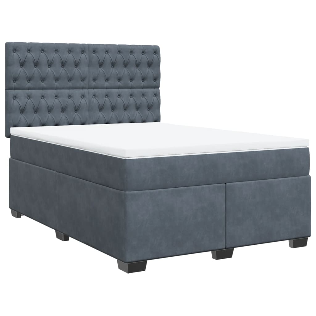 Boxspring met matras fluweel donkergrijs 140x190 cm is nu te koop bij PeponiXL, paradijselijk wonen!