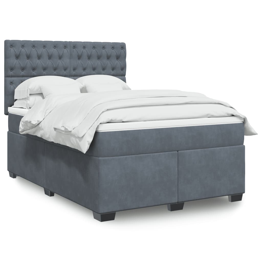 Boxspring met matras fluweel donkergrijs 140x190 cm is nu te koop bij PeponiXL, paradijselijk wonen!
