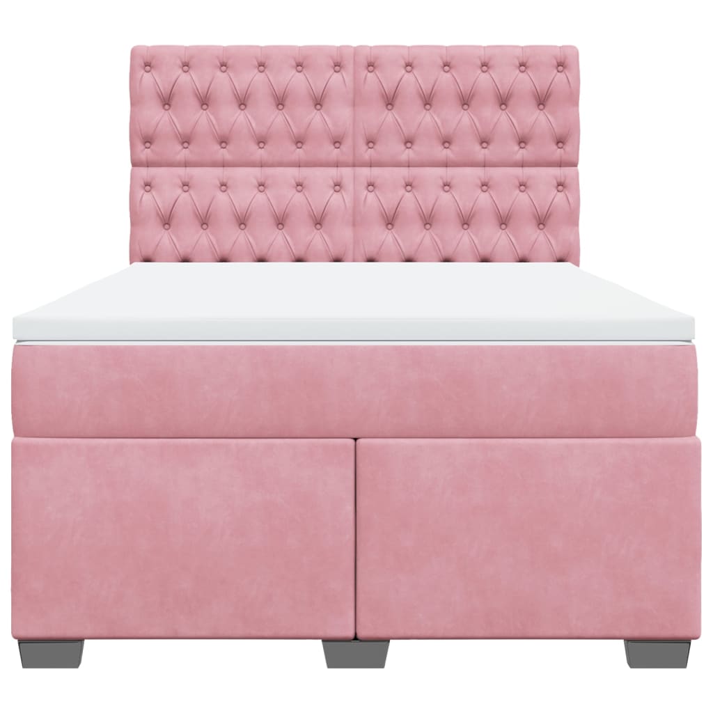 Boxspring met matras fluweel roze 140x190 cm is nu te koop bij PeponiXL, paradijselijk wonen!
