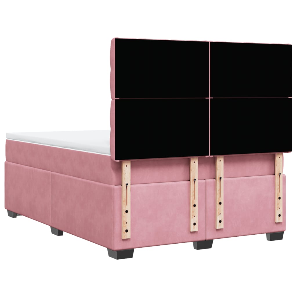 Boxspring met matras fluweel roze 140x190 cm is nu te koop bij PeponiXL, paradijselijk wonen!