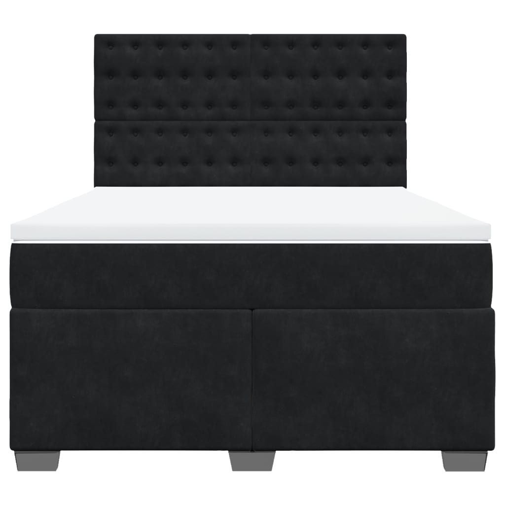Boxspring met matras fluweel zwart 140x190 cm is nu te koop bij PeponiXL, paradijselijk wonen!