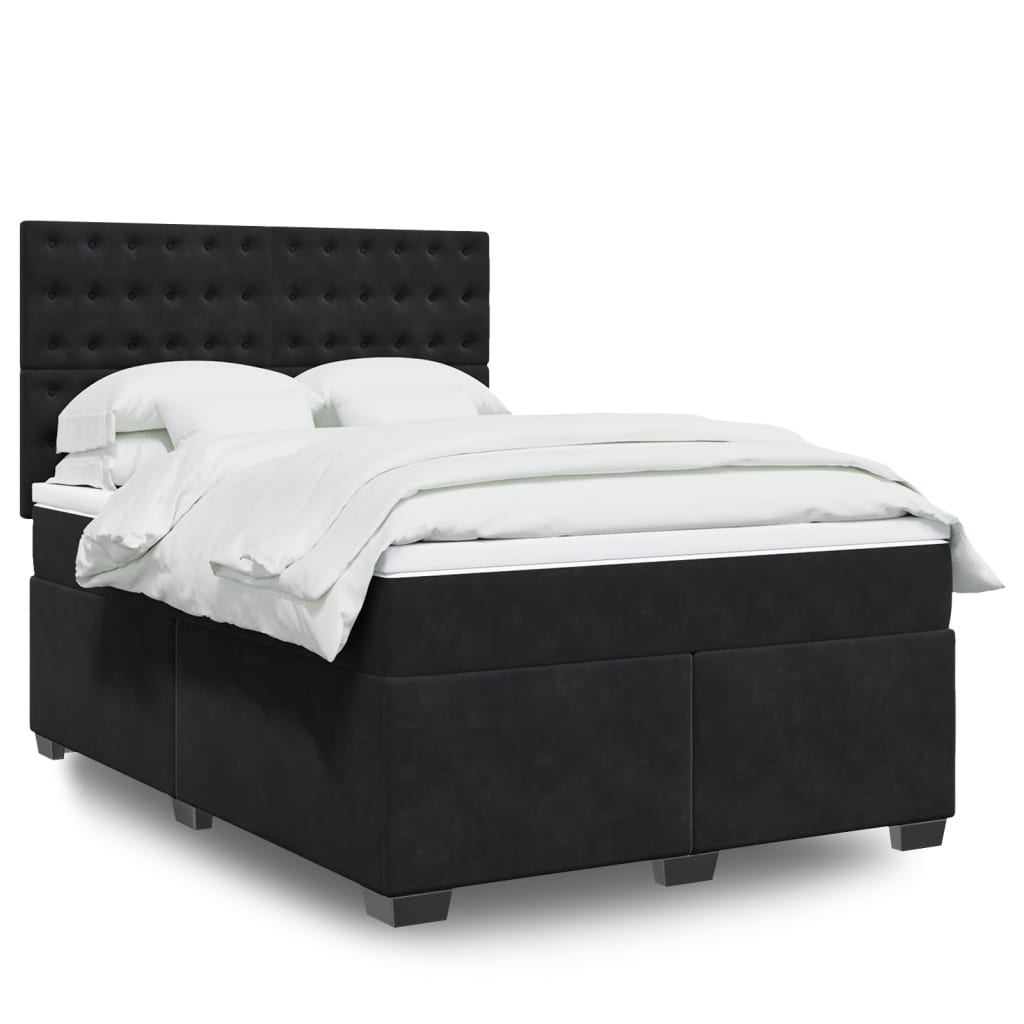 Boxspring met matras fluweel zwart 140x190 cm is nu te koop bij PeponiXL, paradijselijk wonen!
