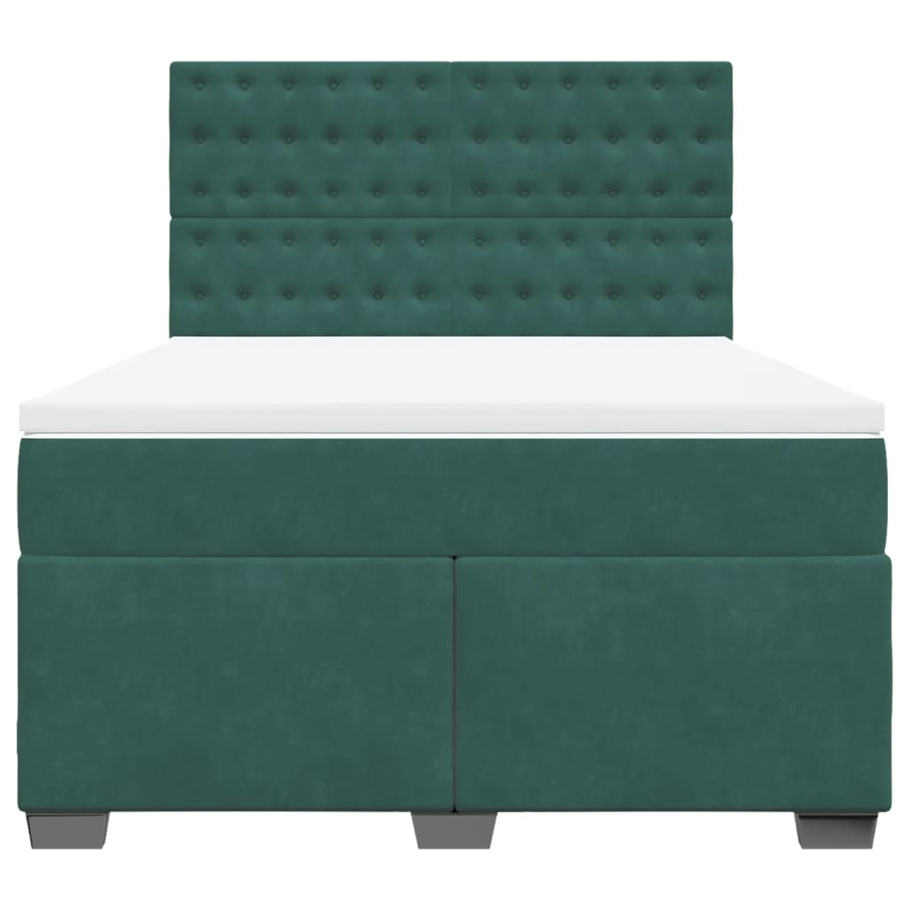 Boxspring met matras fluweel donkergroen 140x190 cm is nu te koop bij PeponiXL, paradijselijk wonen!