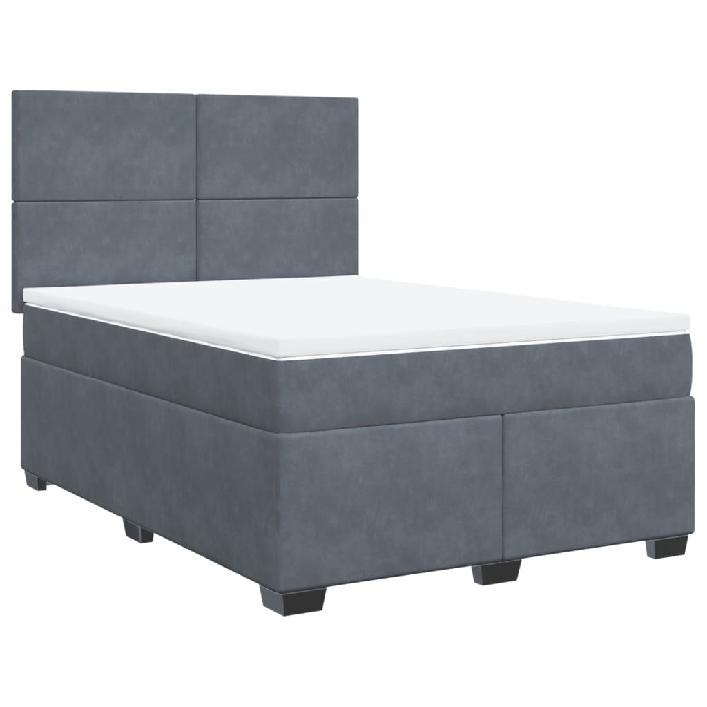 Boxspring met matras fluweel donkergrijs 140x200 cm is nu te koop bij PeponiXL, paradijselijk wonen!