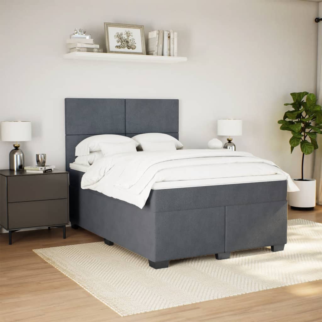 Boxspring met matras fluweel donkergrijs 140x200 cm is nu te koop bij PeponiXL, paradijselijk wonen!