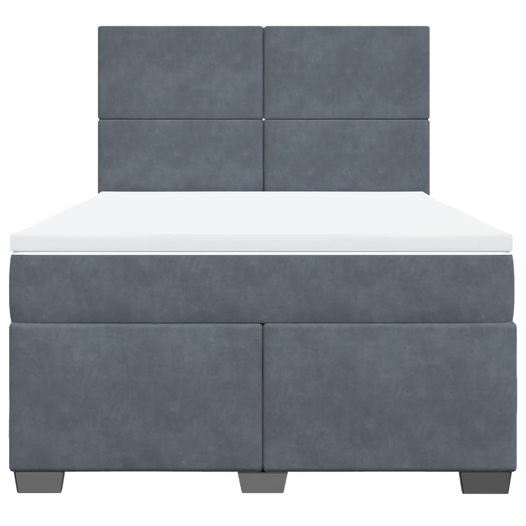 Boxspring met matras fluweel donkergrijs 140x200 cm is nu te koop bij PeponiXL, paradijselijk wonen!