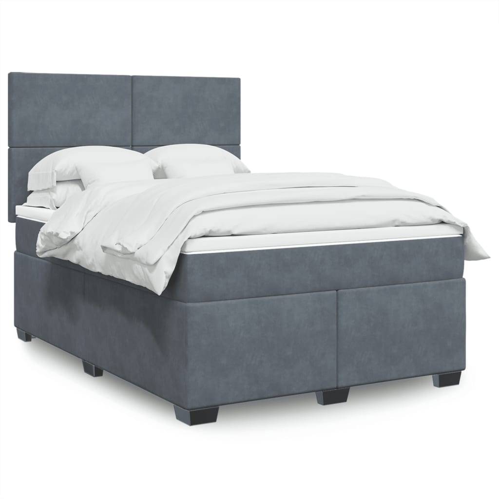 Boxspring met matras fluweel donkergrijs 140x200 cm is nu te koop bij PeponiXL, paradijselijk wonen!