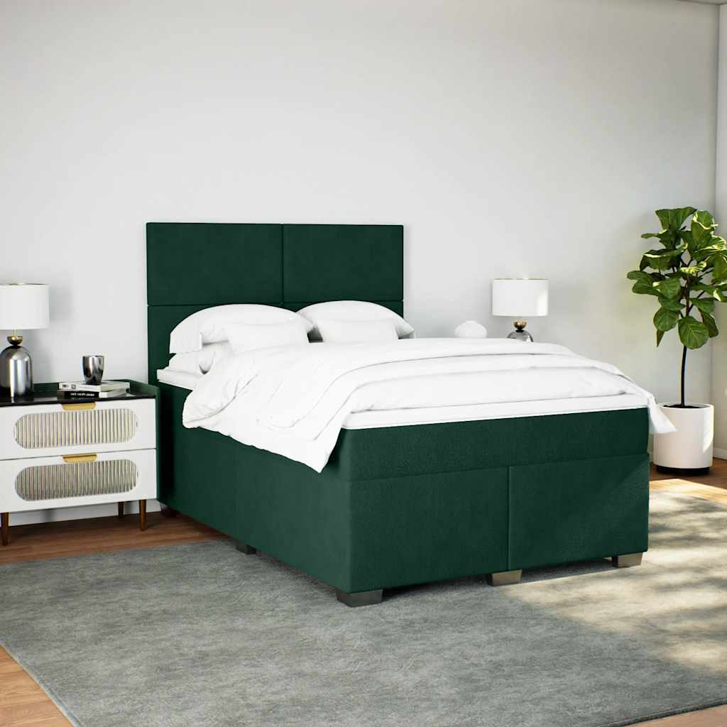 Boxspring met matras fluweel donkergroen 140x200 cm is nu te koop bij PeponiXL, paradijselijk wonen!