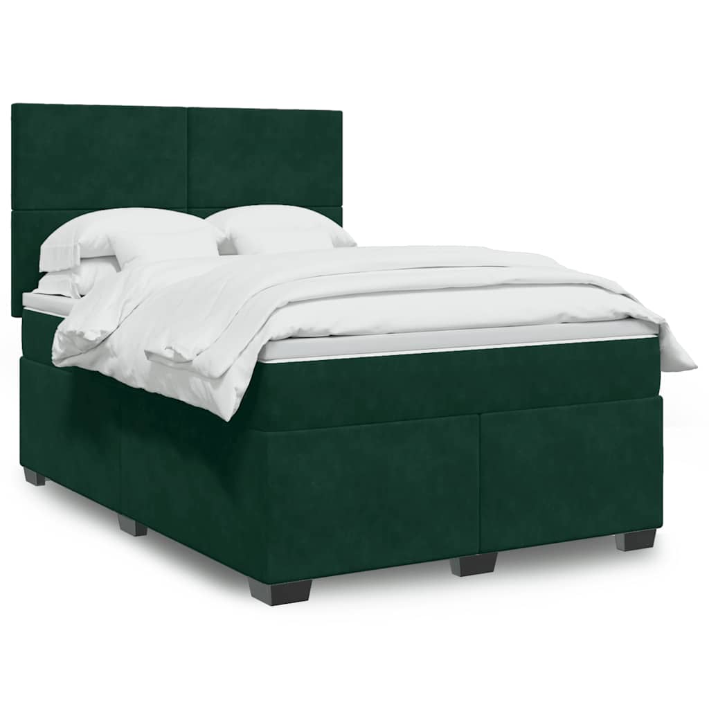 Boxspring met matras fluweel donkergroen 140x200 cm is nu te koop bij PeponiXL, paradijselijk wonen!