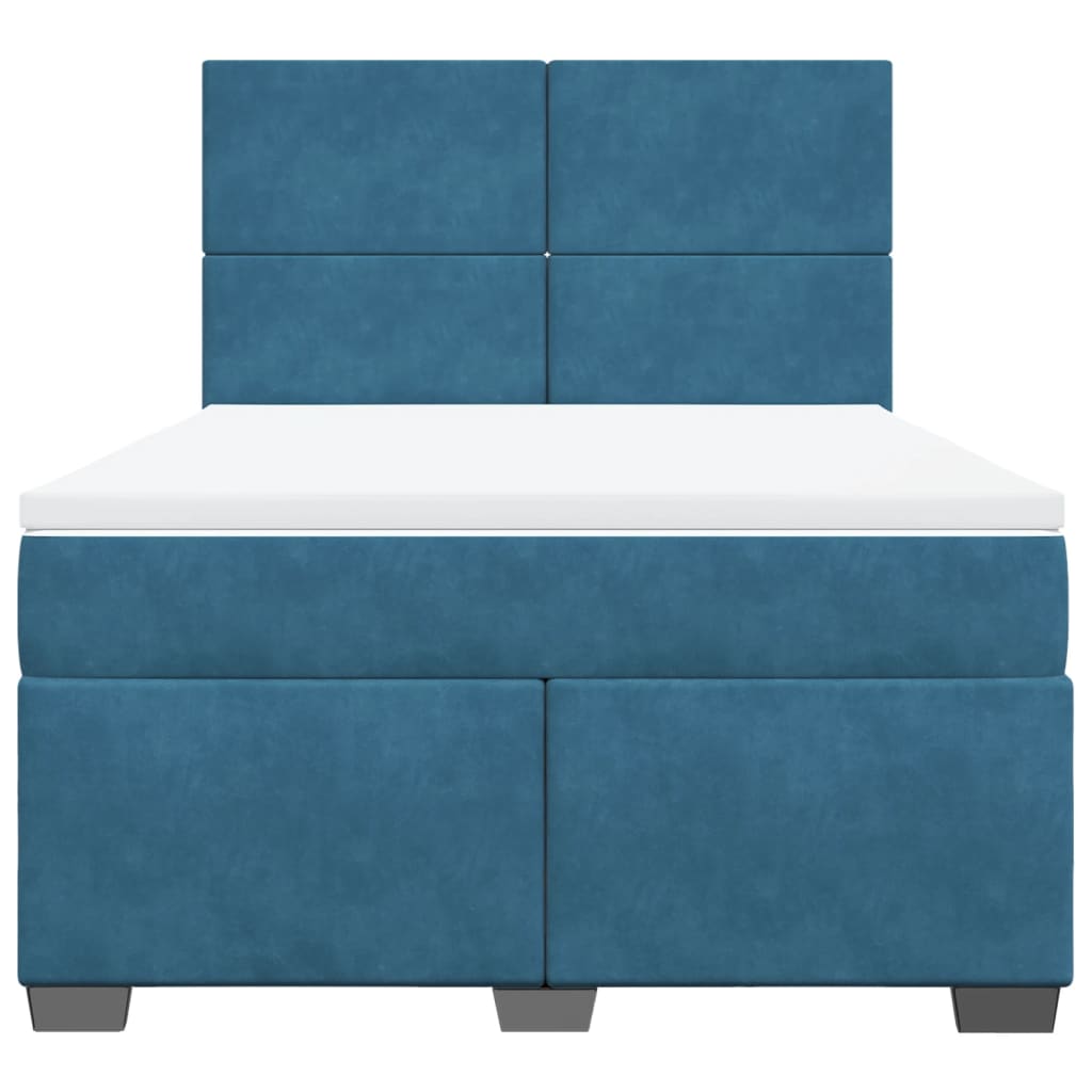 Boxspring met matras fluweel blauw 140x200 cm is nu te koop bij PeponiXL, paradijselijk wonen!