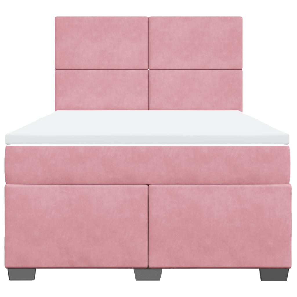Boxspring met matras fluweel roze 140x200 cm is nu te koop bij PeponiXL, paradijselijk wonen!