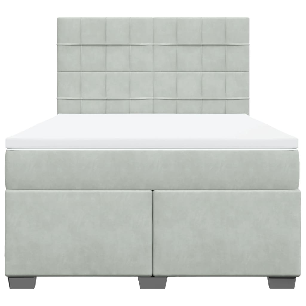 Boxspring met matras fluweel lichtgrijs 140x200 cm is nu te koop bij PeponiXL, paradijselijk wonen!
