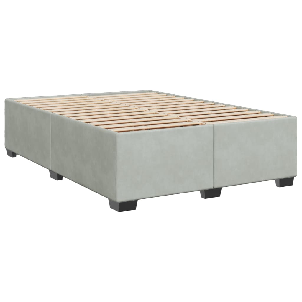 Boxspring met matras fluweel lichtgrijs 140x200 cm is nu te koop bij PeponiXL, paradijselijk wonen!