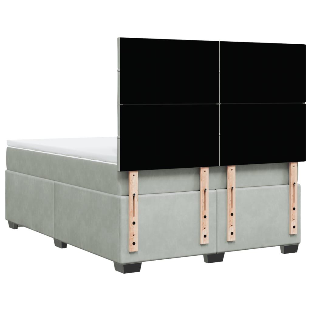 Boxspring met matras fluweel lichtgrijs 140x200 cm is nu te koop bij PeponiXL, paradijselijk wonen!