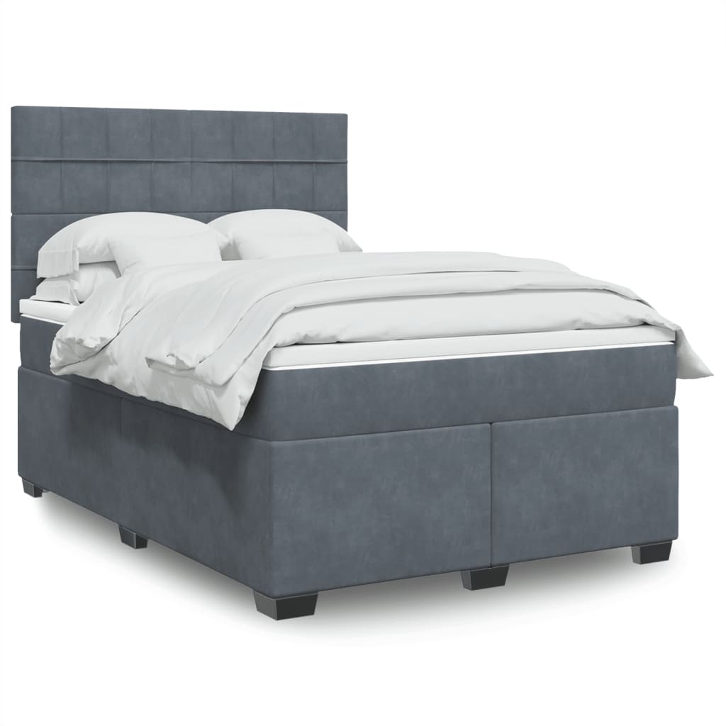 Boxspring met matras fluweel donkergrijs 140x200 cm is nu te koop bij PeponiXL, paradijselijk wonen!
