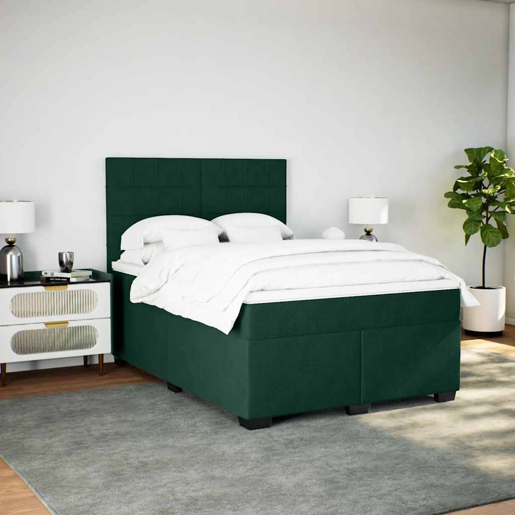 Boxspring met matras fluweel donkergroen 140x200 cm is nu te koop bij PeponiXL, paradijselijk wonen!