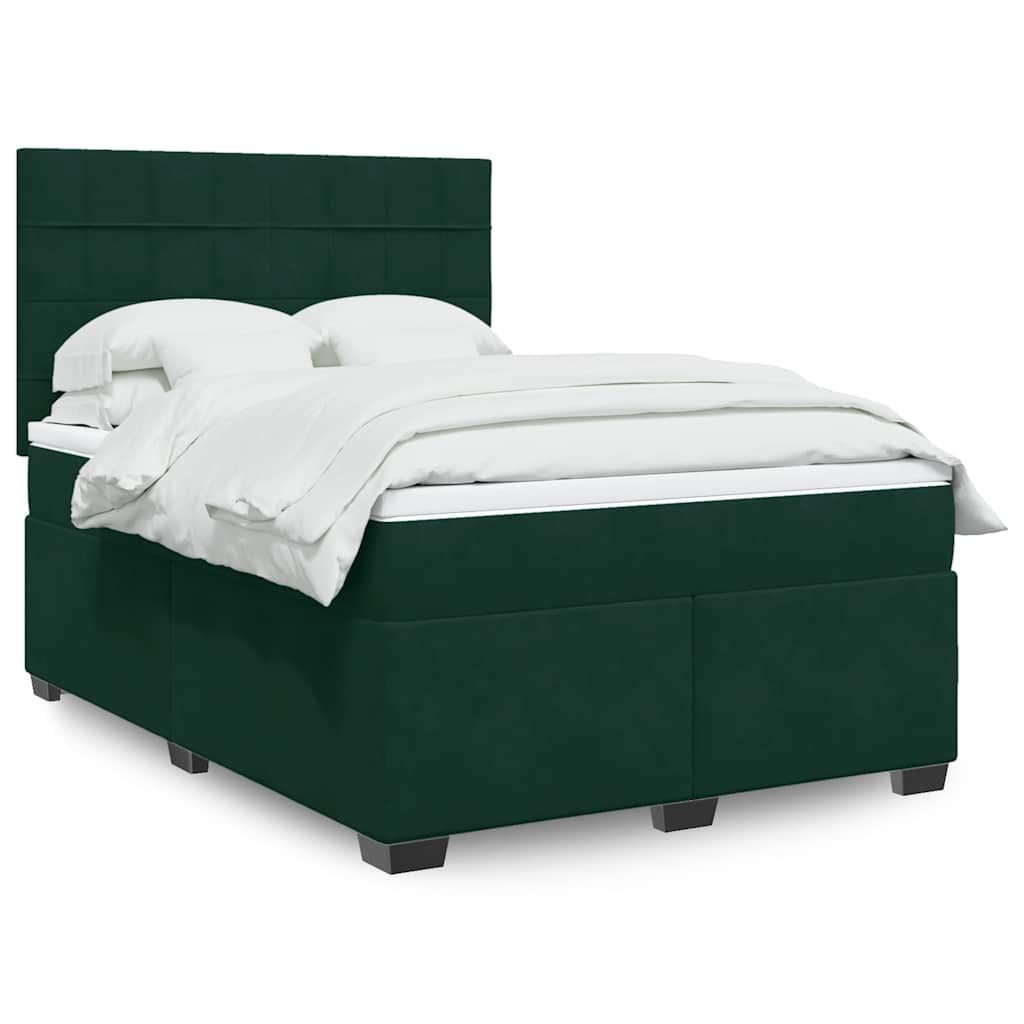 Boxspring met matras fluweel donkergroen 140x200 cm is nu te koop bij PeponiXL, paradijselijk wonen!