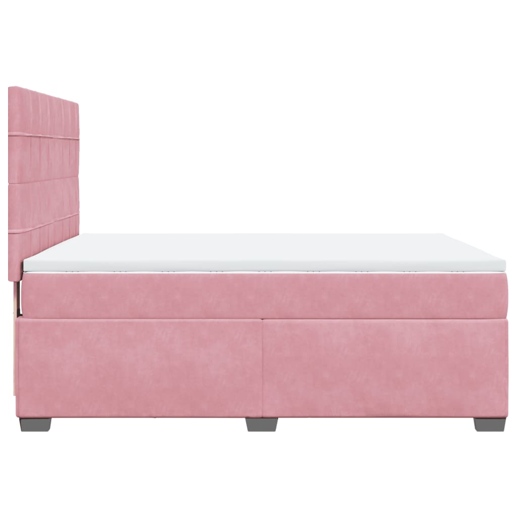 Boxspring met matras fluweel roze 140x200 cm is nu te koop bij PeponiXL, paradijselijk wonen!