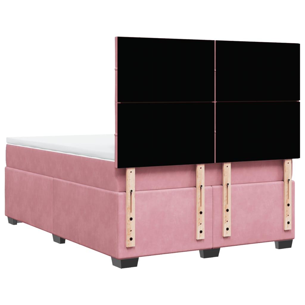 Boxspring met matras fluweel roze 140x200 cm is nu te koop bij PeponiXL, paradijselijk wonen!