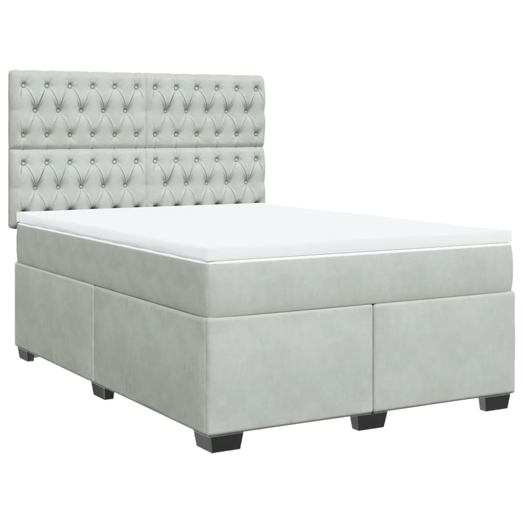 Boxspring met matras fluweel lichtgrijs 140x200 cm is nu te koop bij PeponiXL, paradijselijk wonen!
