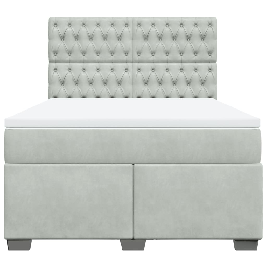 Boxspring met matras fluweel lichtgrijs 140x200 cm is nu te koop bij PeponiXL, paradijselijk wonen!