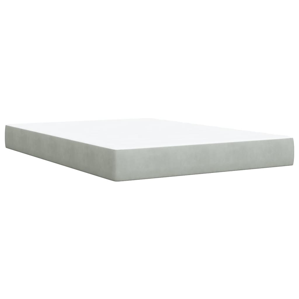 Boxspring met matras fluweel lichtgrijs 140x200 cm is nu te koop bij PeponiXL, paradijselijk wonen!