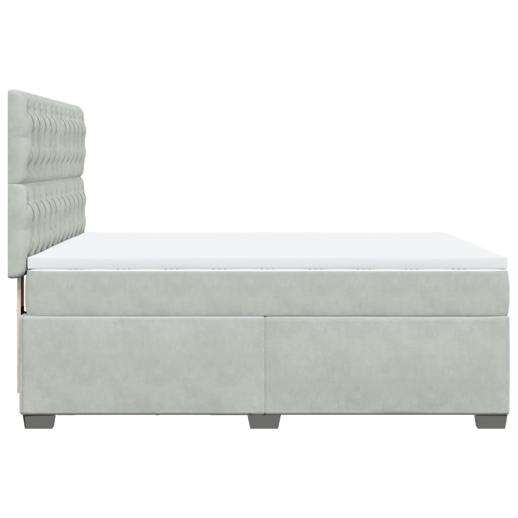 Boxspring met matras fluweel lichtgrijs 140x200 cm is nu te koop bij PeponiXL, paradijselijk wonen!