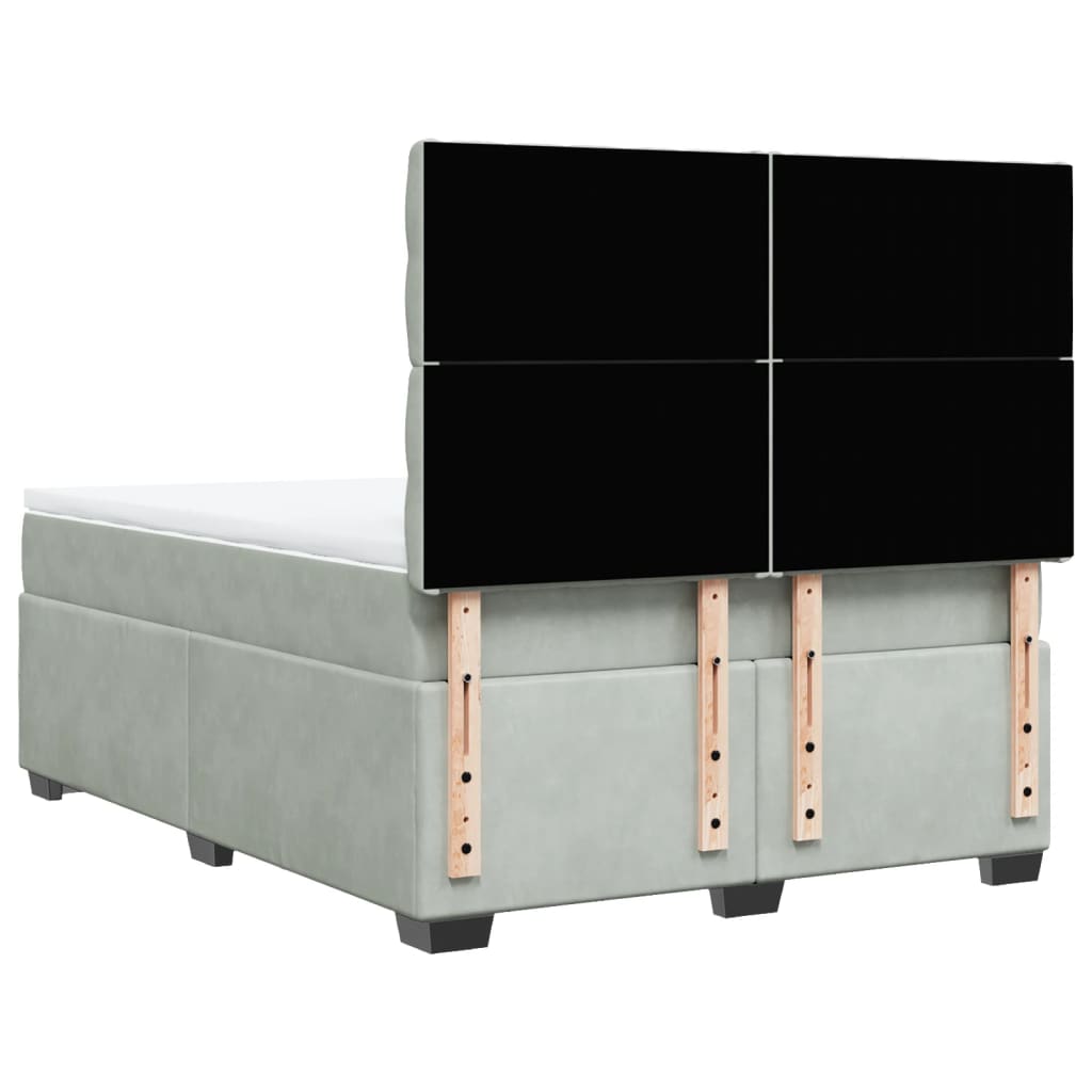 Boxspring met matras fluweel lichtgrijs 140x200 cm is nu te koop bij PeponiXL, paradijselijk wonen!