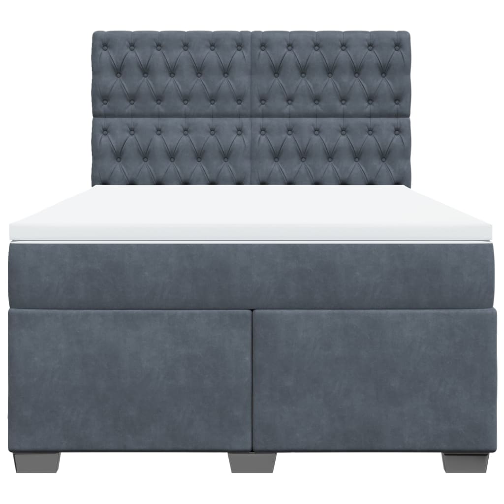 Boxspring met matras fluweel donkergrijs 140x200 cm is nu te koop bij PeponiXL, paradijselijk wonen!
