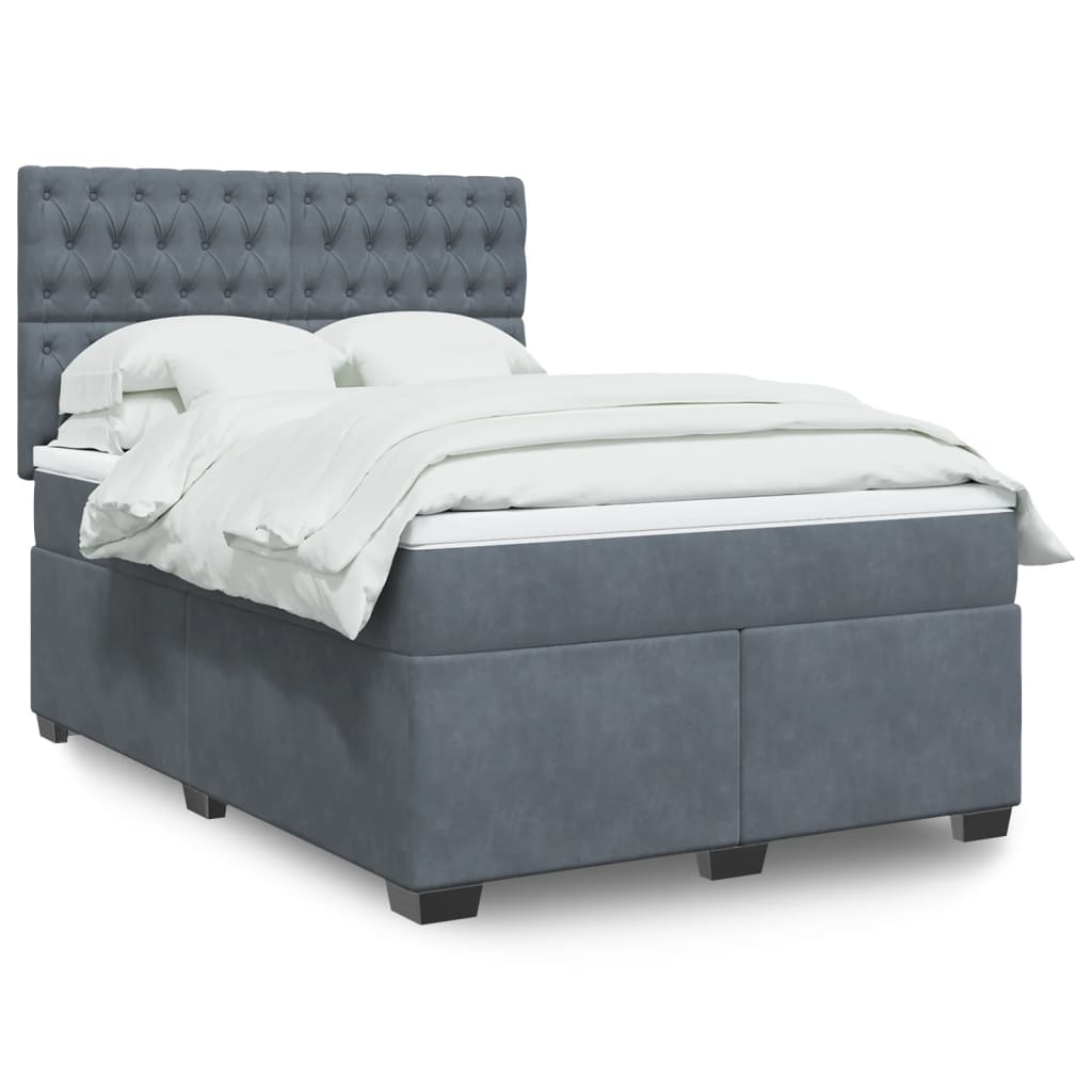 Boxspring met matras fluweel donkergrijs 140x200 cm is nu te koop bij PeponiXL, paradijselijk wonen!