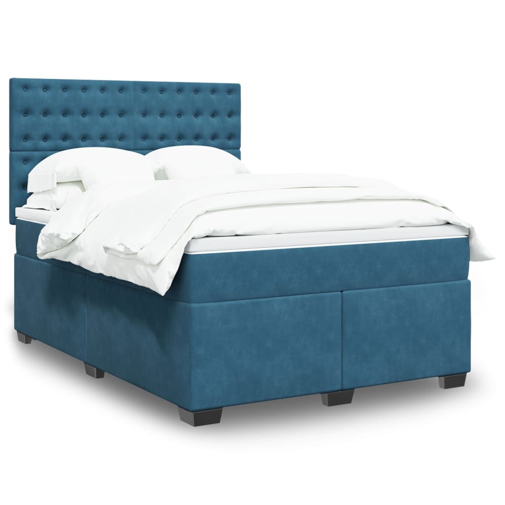 Boxspring met matras fluweel blauw 140x200 cm is nu te koop bij PeponiXL, paradijselijk wonen!
